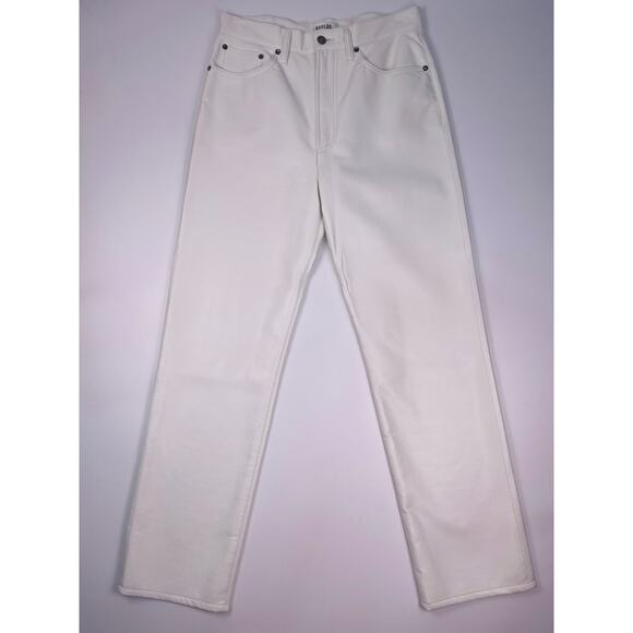 AGOLDE White Recycled Leather Straight Leg Pants Size 28 - Picture 1 of 9